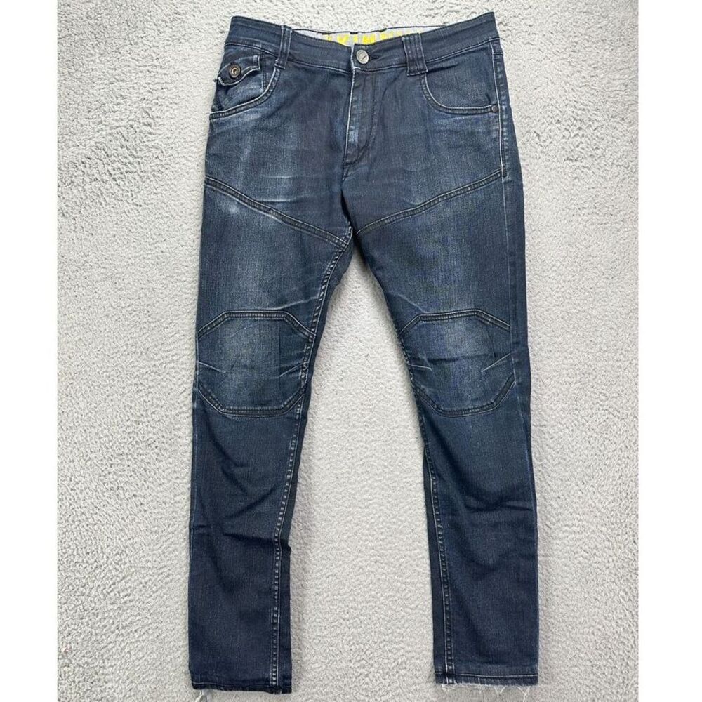 Aviator John Players Jeans Mens 34 Blue Distressed Super‎ Skinny Denim Dark Wash